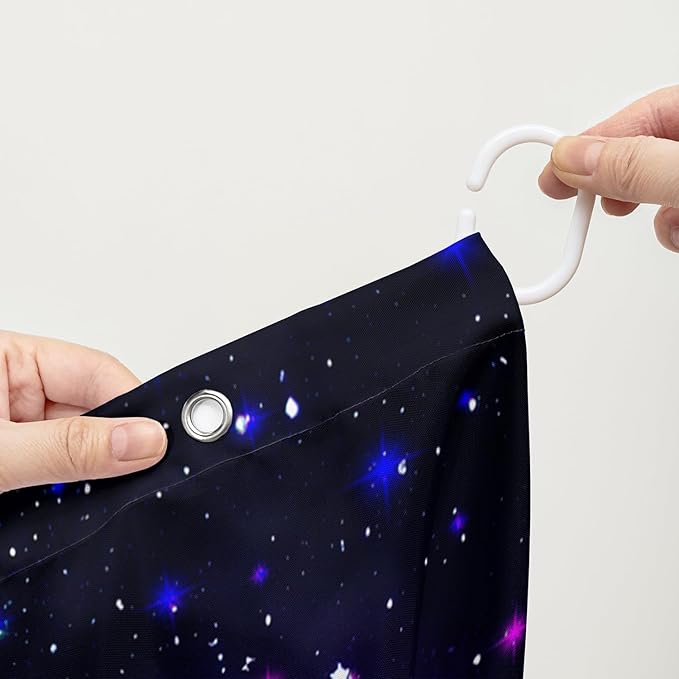 AILONEN Cartoon Astronaut Cat Shower Curtain Set for Kids Boys, Rainbow Rocket Waterproof Fabric Shower Curtain Curtain for Bathroom,Joyful Cat Galaxy Planet Shower Curtain Liner,72" W*72" H