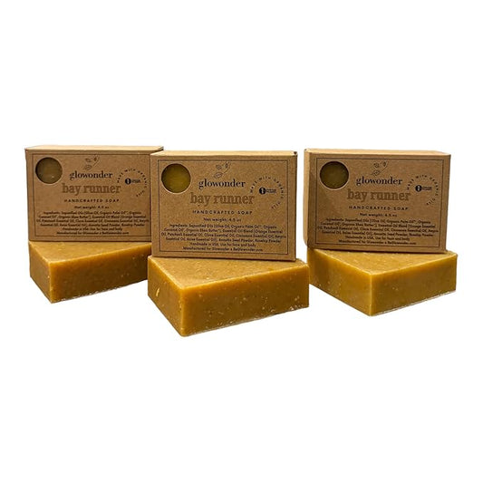 3 Pack Bay Runner Handmade Organic Bar Soap for Face and Body - Moisturizing, All-Natural, Cruelty-Free - Botanical Ingredients - Shower, Bath, Hand Soaps, Gifts - 13.5 oz
