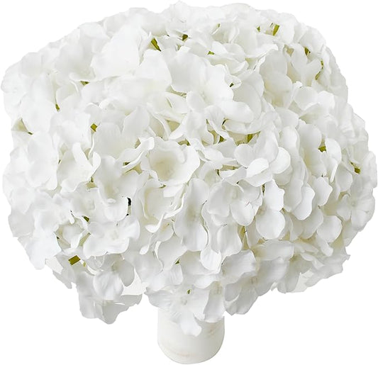 Mandy's 10 Stems White Silk Hydrangea Flowers – Artificial Centerpiece for Wedding & Home Decor
