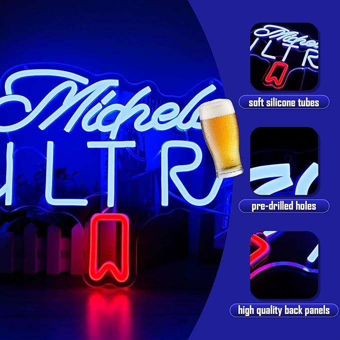 Beer Neon Sign for Wall Decor Dimmable Beer Neon Signs Bar Led Sign Neon Sign for Man Cave Light Up Sign for Bedroom Home Bar Shop Pub Bistro Party Hotel Game Room Decor Gifts