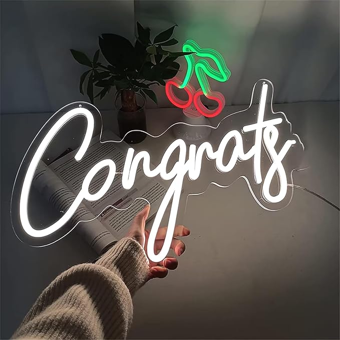 NOSUN Congrats Neon Sign Celebrate Neon Signs for Wall Decor LED Signs Lights for Wall Decor with Dimmable Light Up Signs for Bedroom Bar Club Colleges Wedding Birthday Party Decor Engagement Gifts