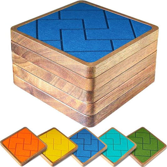 Coasters for Drinks Absorbent 5 Pack, Square Coasters with Felt Pads, Non-Slip, Non-Stick Cups, Suit for Kinds of Cups 4.1 inches (Colorful)
