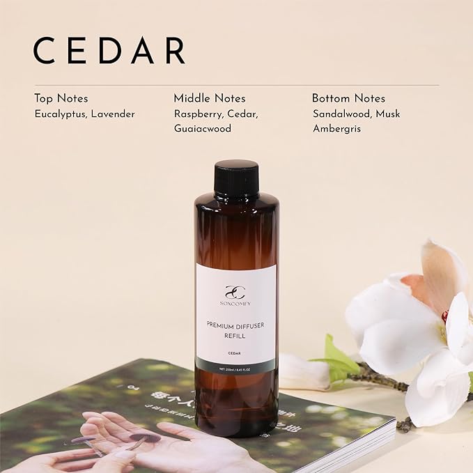 Diffuser Oil Luxury Essential Oils for Diffuser Refill & Air Freshener,Long-Lasting Natural Home Fragrance and Hotel Scent for Diffusers - 8.45 Fl.oz(250ml), Cedar