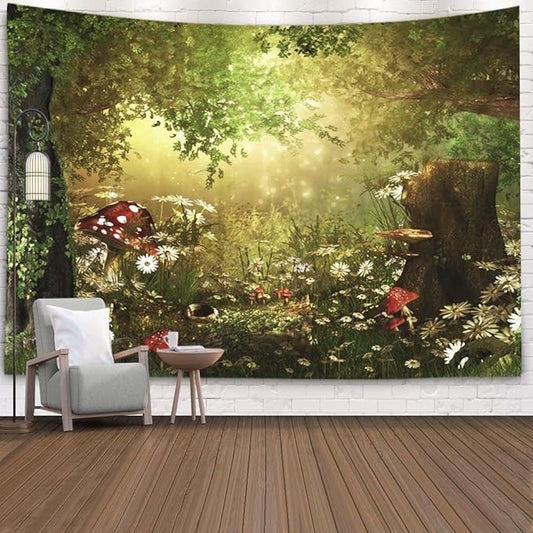 EMMTEEY Enchanted Forest Tapestry Beautiful Charming Fairy Tale Woodland Wall Tapestry for Living Room 92.5X70.9 Tapestry