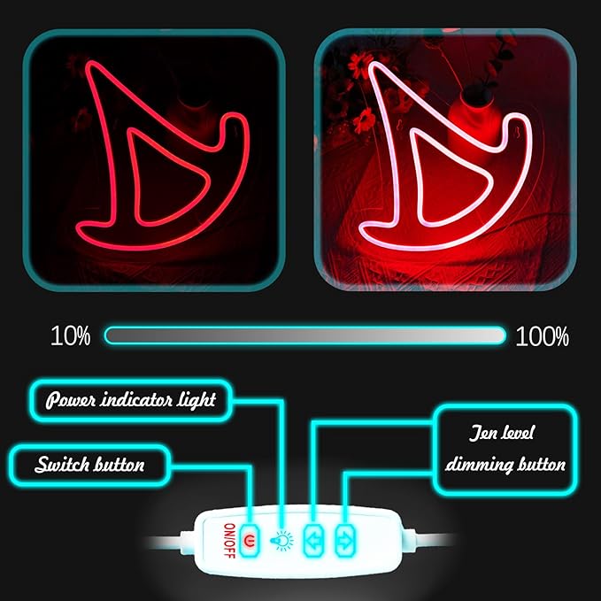 NAIYI FF14 Summoner Neon Sign for Wall Decor, Game Room, Bedroom, Man Cave, Birthday Decorations, Fans Collection, USB Power, Red, 11.8"x 10.6"