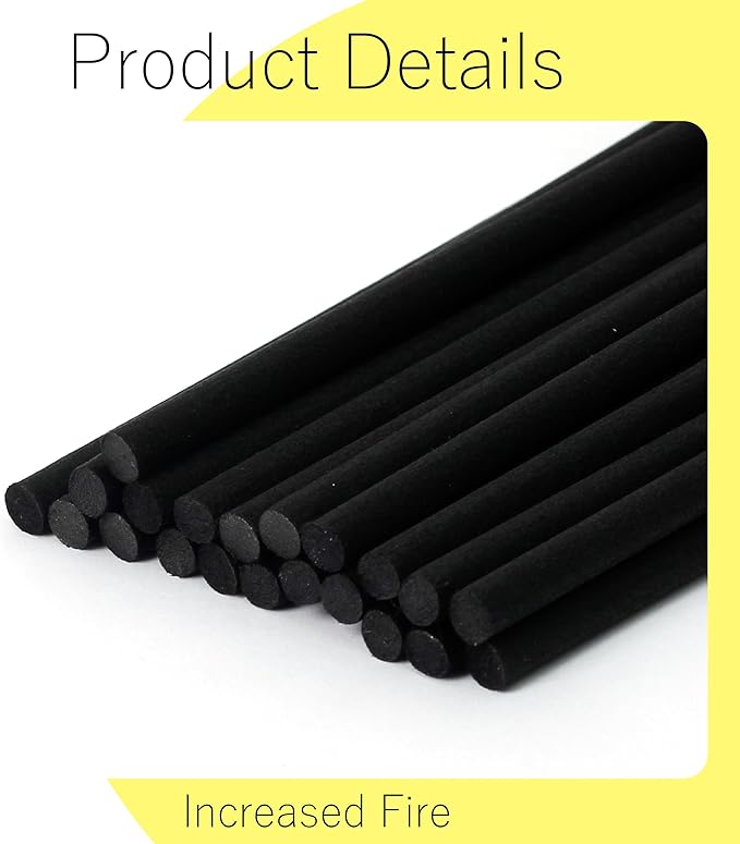Black Oil Diffuser Sticks 20pcs 16.93in/43cm0.197in/5mm Fragrance Refill Fibre Reed Thick Diffuser Sticks for Home Office Spa and Bedroom