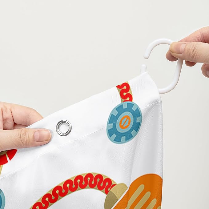 AILONEN Kawaii Robots Shower Curtain,Cartoon Robot Waterproof Fabric Shower Curtain Set for Boys Teens Kids, 60" W*72" H Watercolor Robot Bathroom Decors