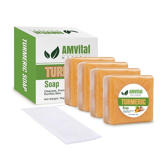 Turmeric Soap Bar for Face & Body, Smooth Skin, Natural Handmade Soap (Pack of 4)