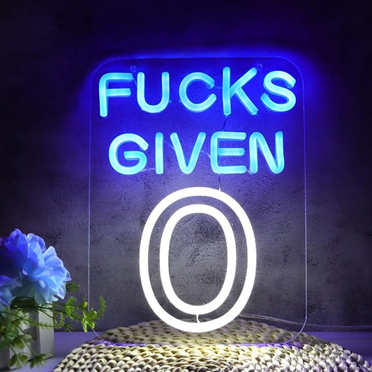 JFLLamp Zero Funks Given Neon Signs for Wall Decor Neon Lights for Bedroom Led Signs Suitable for Man Cave Living Room Taverns Bar Unique Gift for Lover, 5V USB Power 10.5 * 12Inch (Blue+White)