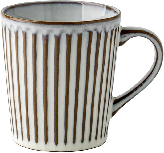 13oz Vintage Ceramic Coffee Mugs,Embossment Mugs,Tea Cups with Handle for Office and Home, Coffee Cups for Men and Women, Dishwasher and Microwave Safe. (Grey)