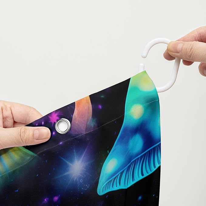 AILONEN Colorful Magic Mushroom Shower Curtain,Natural Fungal Plants Shower Curtain Set for Bathroom,Boho Style Waterproof Fabric Bath Curtain for Kids Girls, 36" W*72" H