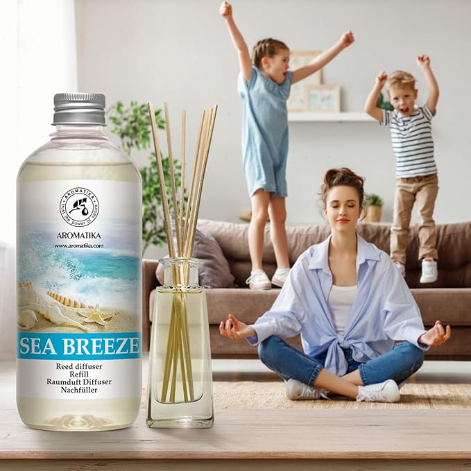 Reed Diffuser Refill Sea Breeze 17 Fl Oz - Room Diffuser Refill - Home Fragrance - Fresh Fragrance - Sea Breeze Diffuser - Scented Diffuser with Fresh Scent - Room Freshener - Long Lasting Fragrance