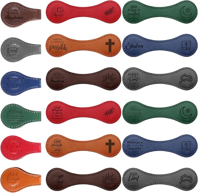 24 Pcs Father Church Gifts Christian Magnetic Bookmarks Bulk Religious Leather Clips Bible Verse Bookmarks Magnetic Page Markers Scripture Church Gifts for Book Lovers Club Readers (Classic)