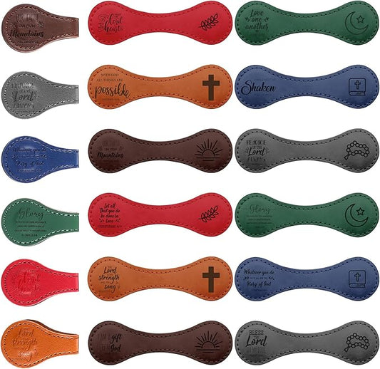 24 Pcs Father Church Gifts Christian Magnetic Bookmarks Bulk Religious Leather Clips Bible Verse Bookmarks Magnetic Page Markers Scripture Church Gifts for Book Lovers Club Readers (Classic)