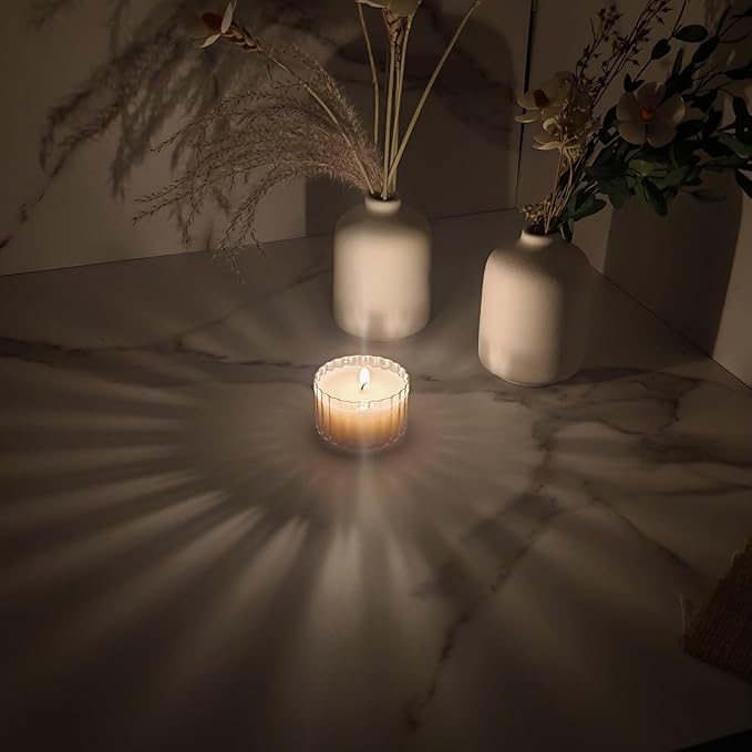 Scented Candle Set|Translucent Cup Candle Set, Home Scented Candles, Table Settings, Holiday Gifts - 8 Count Translucent Cup Candle Gift Soy Candle, Lavender Wood Scent