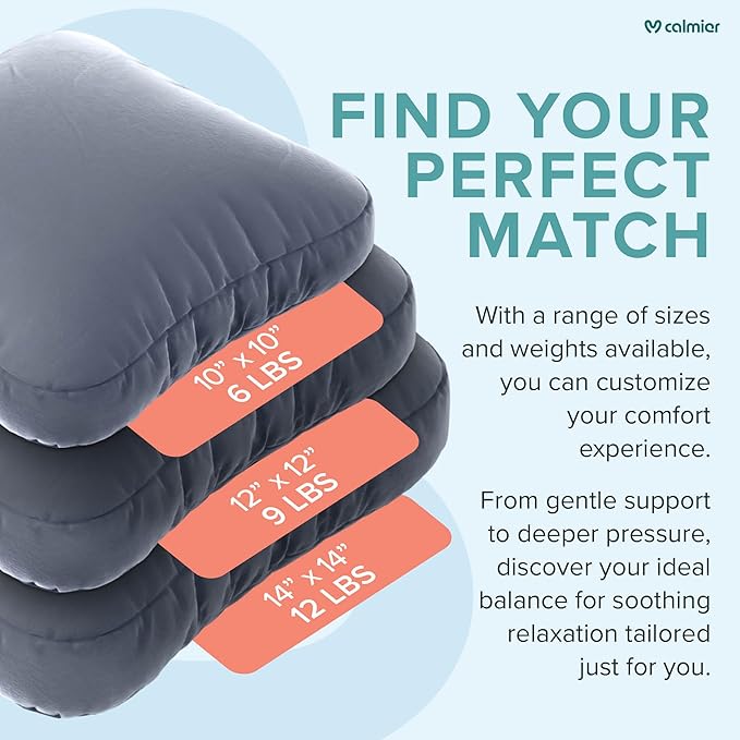Calmier - 6 lb Sensory Weighted Pillow - Glass Bead Filled Hug Pillow - Ultra Plush Cozy Weighted Pillows for Adults and Kids - Child Sensory Pillow - Weighted Lap Pad (Light Grey - Minky, 6 LBS)