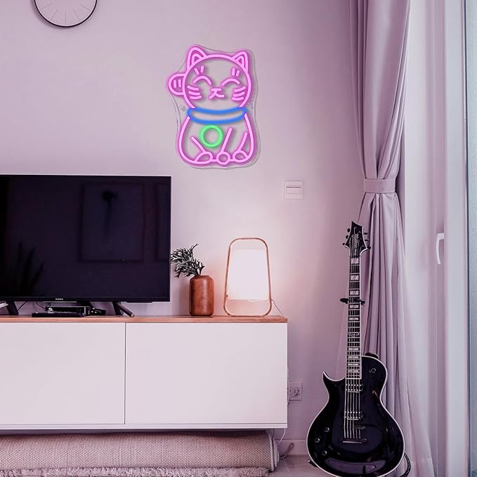 Cartoon Cat Neon Sign Children Led Neon Signs Anime Pink Neon Signs Classroom Reading Room Bookstore Kids Room School Decoration Kids Gifts