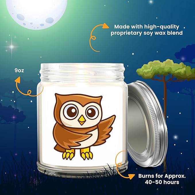 1OAK Lavender Scented Candles - Owl Candle - Owl Themed Gifts for Women - Made in USA
