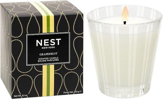 NEST New York Scented Classic Candle, Grapefruit - 8.1 oz - Up to 60-Hour Burn Time - Reusable Glass Vessel