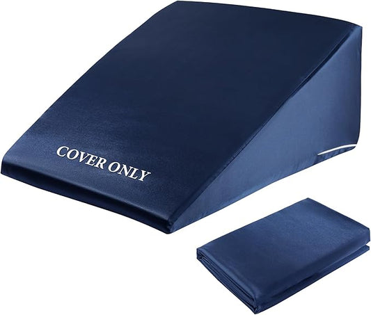 HOMBYS Satin Bed Wedge Pillow Cover Silky & Smooth Wedge Pillowcase 1 Pack 24x24x12, Soft & Breathable, Removable & Machine Washable-Zipper Design (Pillow Not Include)