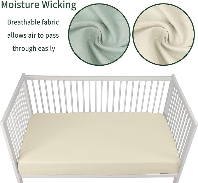 Baby Crib Sheets for Boys Girls, 2 Pack Fitted Crib Sheet for Standard Crib and Toddler Mattress, Soft Microfiber Baby Sheet 52x28x8in (Brown & Green)