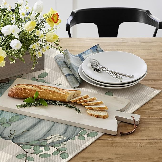 Artoid Mode Blue Pumpkins Fall Placemats, 24x36 Inch Extra Large Table Mats for Kitchen Countertop Protector Dining Decoration