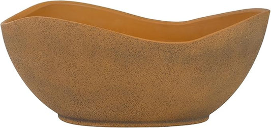 Classic Home and Garden Arc Unique Planter Bowl w/Drain Plug - UV Resistant Shallow Planter - Modern Plant Pot for Herbs (12” Georgia Clay)