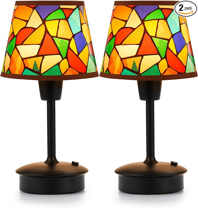 UMEXUS 2 Pack Small Cordless Table Lamp for Restaurant Dinner Table, 5200mAh Battery Operated Touch Lamps, Rechargeable Dimmable Portable Night Light for Bedside Dining Room Patio Kitchen Outdoor