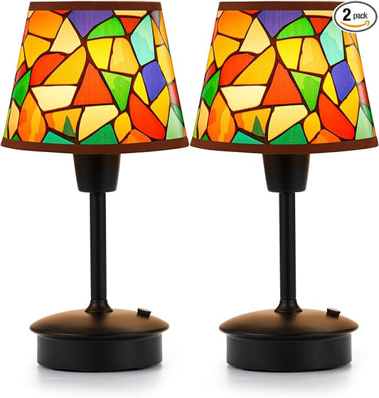 UMEXUS 2 Pack Small Cordless Table Lamp for Restaurant Dinner Table, 5200mAh Battery Operated Touch Lamps, Rechargeable Dimmable Portable Night Light for Bedside Dining Room Patio Kitchen Outdoor