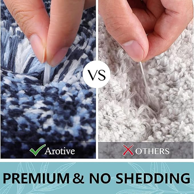 Arotive Microfiber Bathroom Rugs, Shaggy Soft and Absorbent Bath Rug, Non-Slip, Thick Plush Machine Washable Dry Bath Mats for Bathroom, Tub and Shower, 59x17, Dark Blue