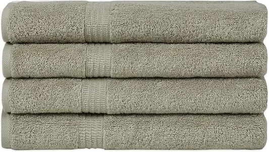 HOMELOVER 4 Piece Luxury Bath Towel Set - 100% Organic Cotton, 500 GSM, Hotel Quality, Highly Absorbent, Soft & Quick Drying Bathroom Towels for Showering, Washing & Guests (Space Gray)