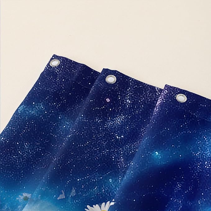 AILONEN Blue Butterfly Shower Curtain 36" W*72" H,Mystic Galaxy Earth Starry Bathroom Decor,Modern Floral Butterfly Bath Curtain Polyester Waterproof Bathroom Curtain with 12 Hooks