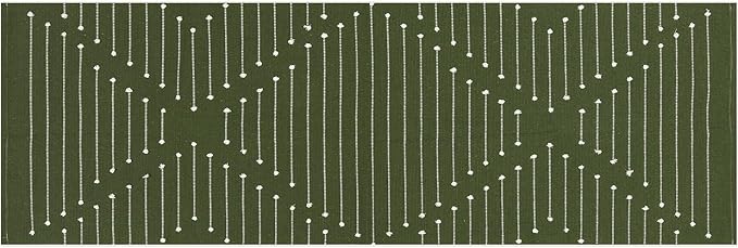 LIVEBOX Green Runner Rug 2'x6' Boho Washable Rug for Hallway, Moroccan Woven Entryway Throw Area Rug Indoor Cotton Mat for Kitchen Bedroom Laundry Bathroom Entry