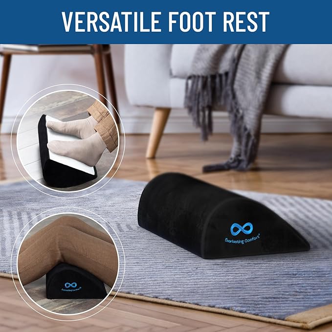 Everlasting Comfort Seat Cushion, Back Cushion, & Foot Rest Bundle - Memory Foam Office Chair Cushions for All-Day Comfort - Ideal for Work, Car, Desk