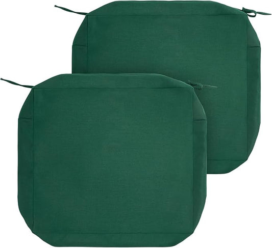 FUNHOME Outdoor Cushion Covers 22 x 20 x 4 inch,Set of 2,Replacement Seat Cushion Cover for Patio Furniture Chair,Water Resistant,Fade-Resistant Slipcover Only,No Insert(Blackish Green)