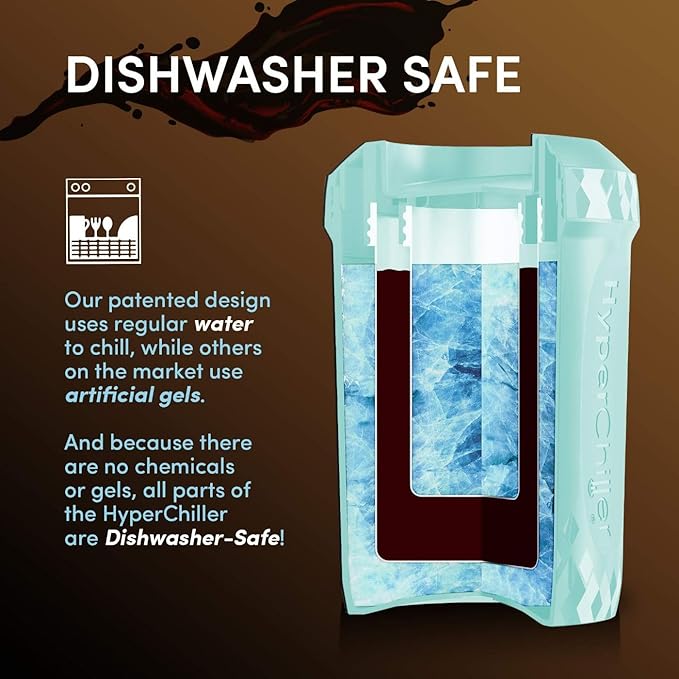 HyperChiller HC1 Patented Iced Coffee/Beverage Cooler, NEW, IMPROVED,STRONGER AND MORE DURABLE! Ready in One Minute, Reusable for Iced Tea, Wine, Spirits, Alcohol, Juice, 12.5 Oz, Mint