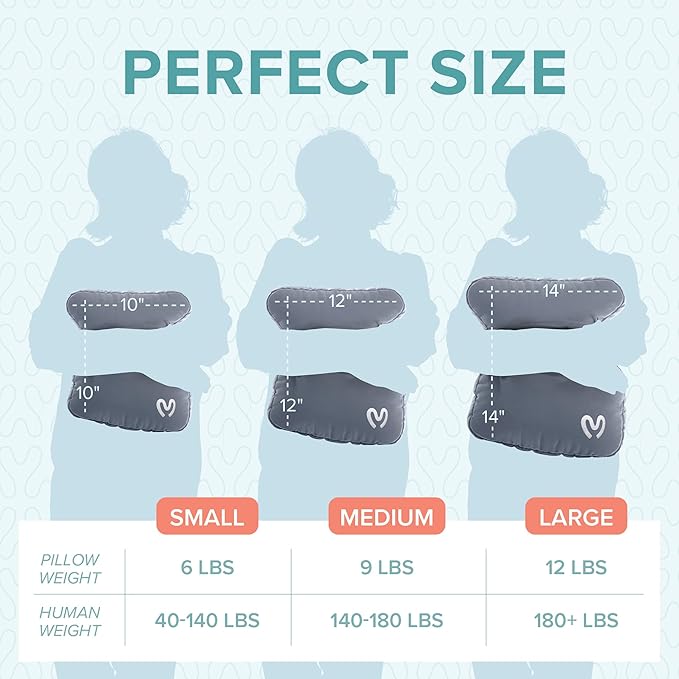 Calmier - 9 lb Sensory Weighted Pillow - Glass Bead Filled Hug Pillow - Ultra Plush Cozy Weighted Pillows for Adults and Kids - Child Sensory Pillow - Weighted Lap Pad (Light Grey - Minky, 9 LBS)