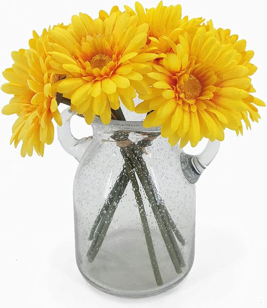 TOPIA Artificial African Daisies Flowers African Daisy Silk Flowers Artificial Gerbera Daisies Pack of 10 (Yellow)