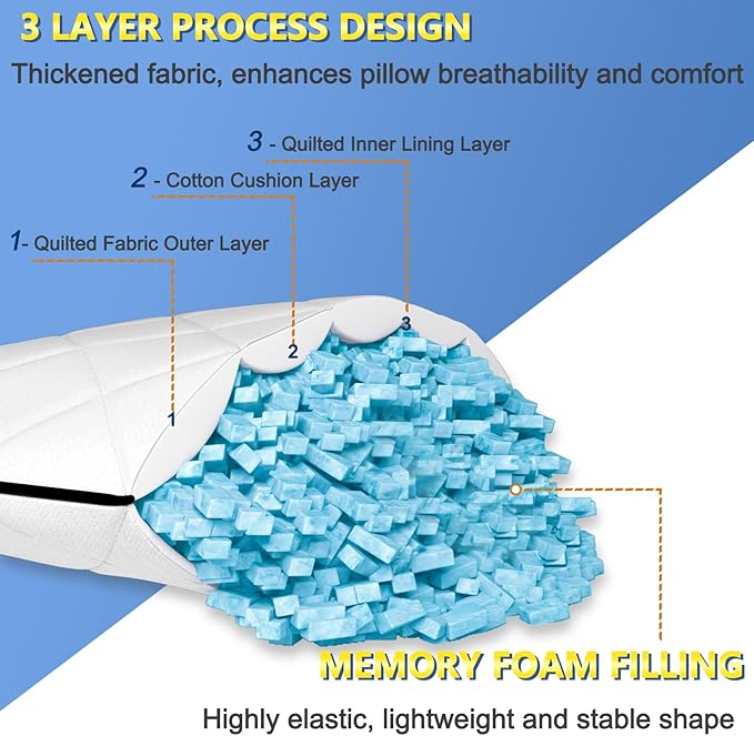 AS AWESLING Soft Pillows for Sleeping - Shredded Memory Foam Bed Pillows Set of 2 for Side Back Stomach Sleepers (Queen(20 * 30 inches))