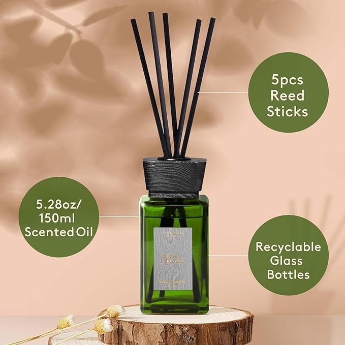 Floral Reed Diffuser Set, Jasmine & Lily of The Valley Scented Diffuser with Sticks, Reed Diffusers for Home and Office Decor