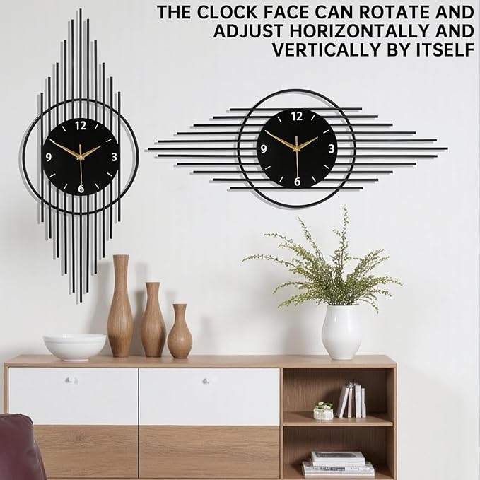Wall Clock,Decorative Wall Clocks with Silent Quality Quartz Clock Battery Operated,Large Wall Clock for Living Room,Kitchen,Home,Bathroom,Bedroom Wall Decor,11.8x29.5inch,Black