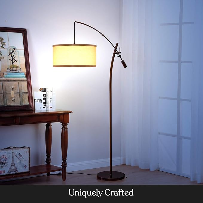 Brightech Grayson Arc LED Floor Lamp - Modern Office & Living Room Standing Lamp with Adjustable Arm - Industrial Style for Bedroom Reading - Bronze