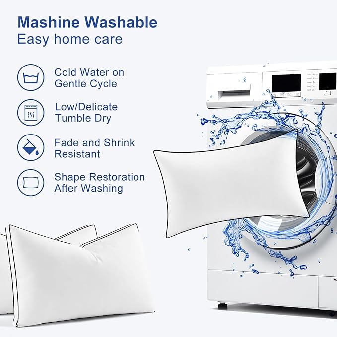 Premium Pillows Queen Size Set of 2, Fluffy and Supportive 7D Down Alternative Bed Pillows, Luxury Soft Hotel Quality Gusseted Pillow for Side Back Stomach Sleepers, Relief Neck Head and Shoulder Pain