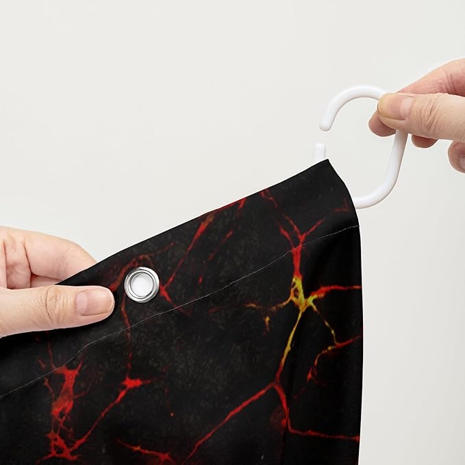 AILONEN Rose Shower Curtain for Bathroom,Purple Red Flame Fire Rose Hearts Print Bath Curtain,Modern Print Decoration Waterproof Shower Curtain with 12 Plastic Hooks, 72" W*96" H