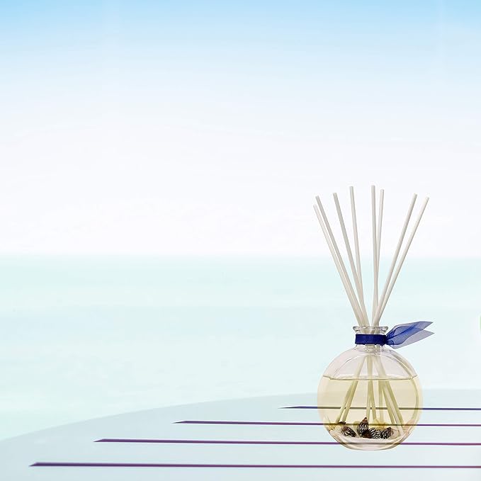 LOVSPA Beach House Reed Diffuser Set with Sticks - Real Seashells in The Bottle! - Ocean Beach Themed Home Fragrance Reed Diffuser for Bathroom Shelf Décor