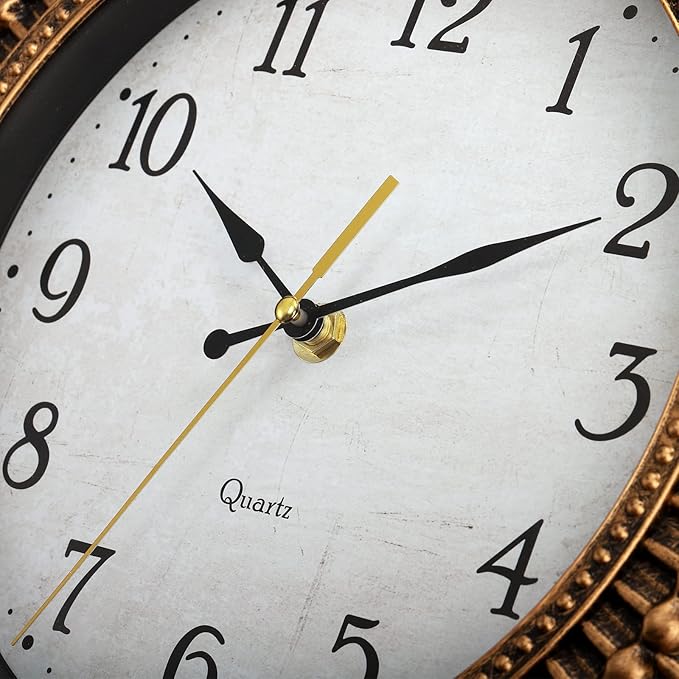 Bekith Wall Clock 12 Inch Silent Non-Ticking Retro Wall Clocks Battery Operated, Round Vintage Decorative Clock for Kitchen, Home, Office, Bedroom, Living Room, Bathroom, School