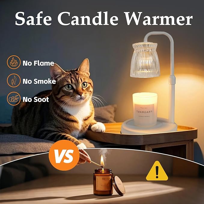 Shering Candle Warmer Lamp with Timer Dimmable, Wax Warmer Lamp with Gift Box, Graduation Gifts for Her, Birthday Gifts for Women, House Warming Gift, Wax Melt Warmer with 2 Bulbs for Jar Candles