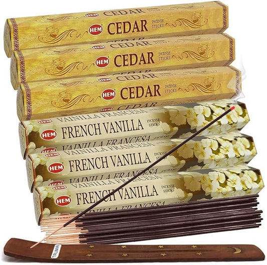 TRUMIRI French Vanilla & Cedar Incense Sticks Bundle - 6 Sets of 20 Sticks Each, 120 Count