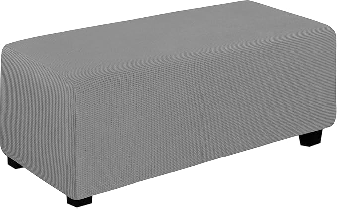 Easy-Going Stretch Ottoman Cover Folding Storage Stool Furniture Protector Soft Rectangle slipcover with Elastic Bottom (Ottoman X-Large,Light Grey)