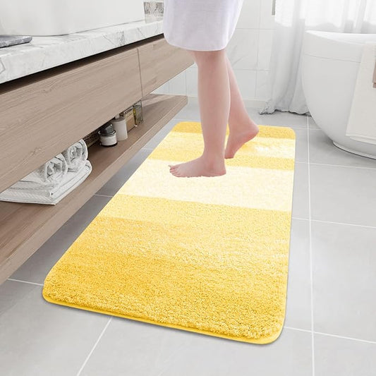 Arotive Microfiber Bathroom Rugs, Shaggy Soft and Absorbent Bath Rug, Non-Slip, Thick Plush Machine Washable Dry Bath Mats for Bathroom, Tub and Shower, 47x20, Yellow